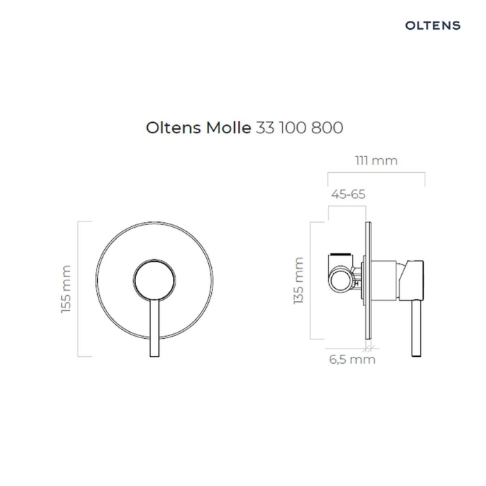 Oltens Molle bateria prysznicowa podtynkowa kompletna złota 33100800