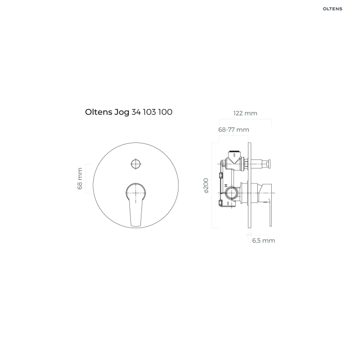 Oltens Jog bateria prysznicowa podtynkowa kompletna chrom 33103100