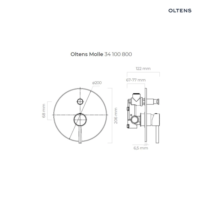 Oltens Molle bateria wannowo-prysznicowa podtynkowa kompletna złota 34100800