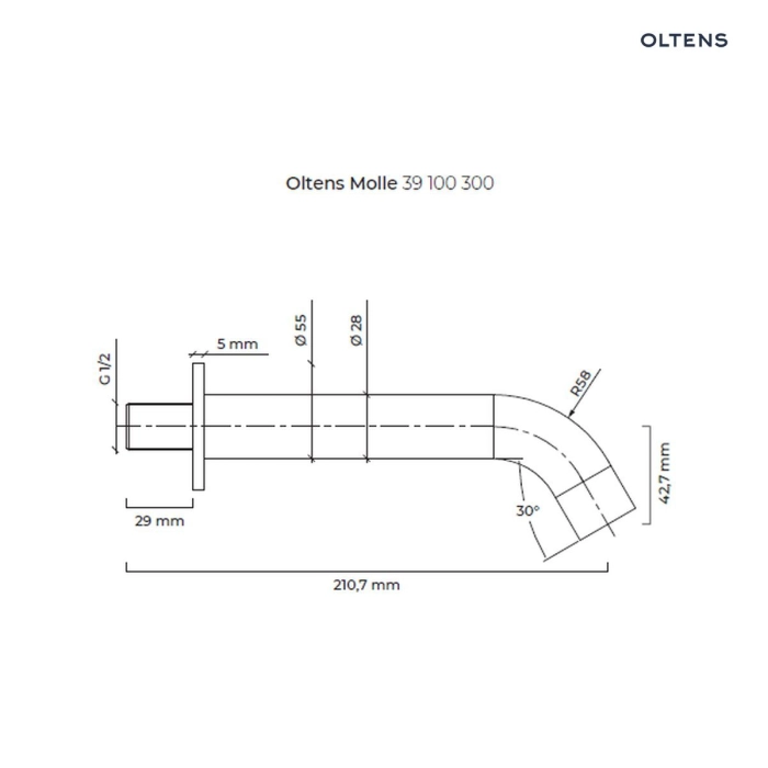 Oltens Molle wylewka wannowa złota 39100800