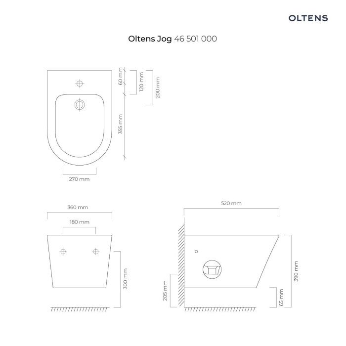 Oltens Jog bidet wiszący z powłoką SmartClean biały 46501000