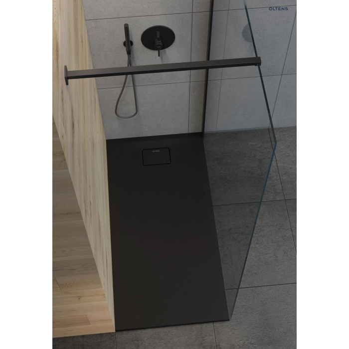 Oltens Bergytan brodzik prostokątny 140x80 cm RockSurface czarny mat 15106300