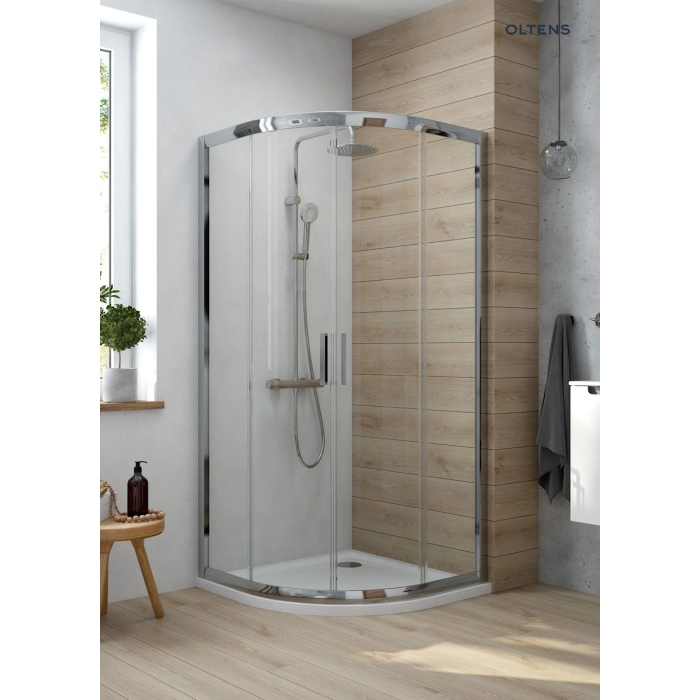 Oltens Superior brodzik półokragły 90x90 cm akrylowy biały 16002000