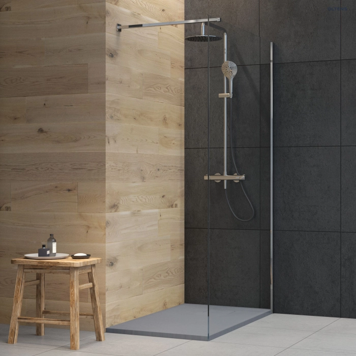 Oltens Bergytan brodzik prostokątny 140x70 cm RockSurface szary beton 15105700