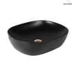 Oltens Hamnes umywalka 49x39,5 cm nablatowa owalna czarny mat 40300300