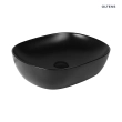 Oltens Hamnes umywalka 49x39,5 cm nablatowa owalna czarny mat 40300300