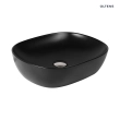 Oltens Hamnes umywalka 49x39,5 cm nablatowa owalna czarny mat 40300300