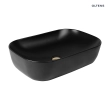 Oltens Hamnes umywalka 61x40 cm nablatowa owalna czarny mat 40302300