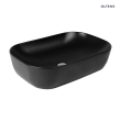 Oltens Hamnes umywalka 61x40 cm nablatowa owalna czarny mat 40302300