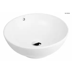 Oltens Fana umywalka 42 cm nablatowa okrągła z powłoką SmartClean biała 40812000