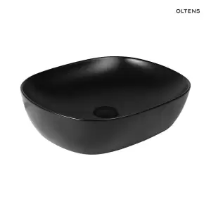 Oltens Hamnes umywalka 49x39,5 cm nablatowa owalna czarny mat 40300300