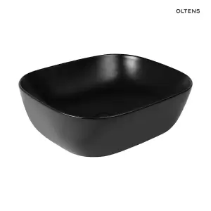 Oltens Hamnes umywalka 46,5x37,5 cm nablatowa owalna z powłoką SmartClean czarny mat 40801300