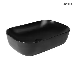 Oltens Hamnes umywalka 61x40 cm nablatowa owalna czarny mat 40302300