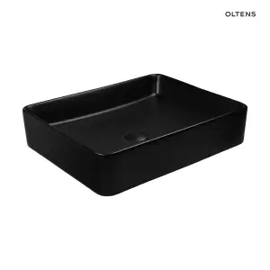 Oltens Forde umywalka 51x40,5 cm nablatowa prostokątna czarny mat 40303300