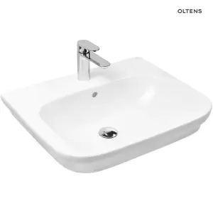 Oltens Gulfoss umywalka 60x46 cm nablatowa częściowo wpuszczana biała 41401000