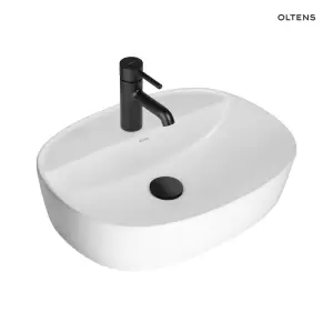 Oltens Hamnes Thin umywalka 51x39 cm nablatowa owalna z powłoką SmartClean biała 41813000
