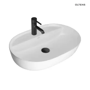 Oltens Hamnes Thin umywalka 62x42 cm nablatowa owalna biała 41314000