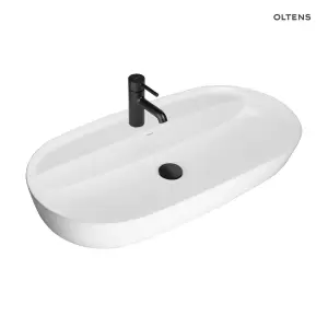 Oltens Hamnes Thin umywalka 80x40 cm nablatowa owalna biała 41315000