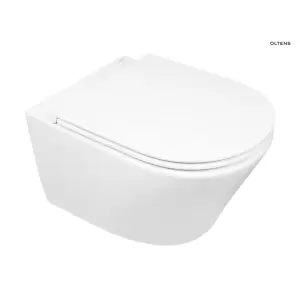 Zestaw Oltens Jog miska WC wisząca PureRim z powłoką SmartClean z deską wolnoopadającą Slim 42505000
