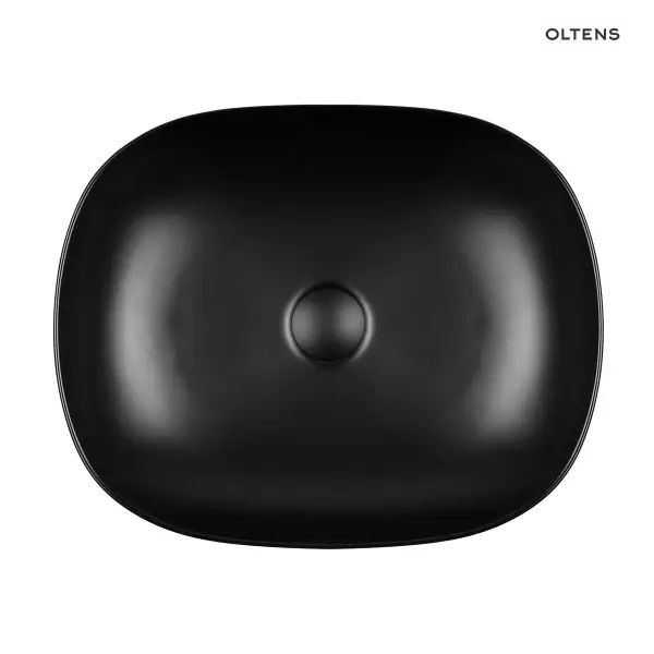 Oltens Hamnes umywalka 49x39,5 cm nablatowa owalna czarny mat 40300300