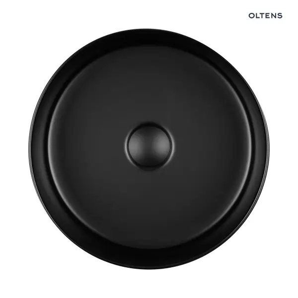 Oltens Lagde umywalka 35,5 cm nablatowa okrągła z powłoką SmartClean czarny mat 40804300