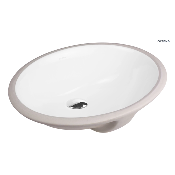 Oltens Mana umywalka 46x38 cm podblatowa owalna z powłoką SmartClean biała 40600000