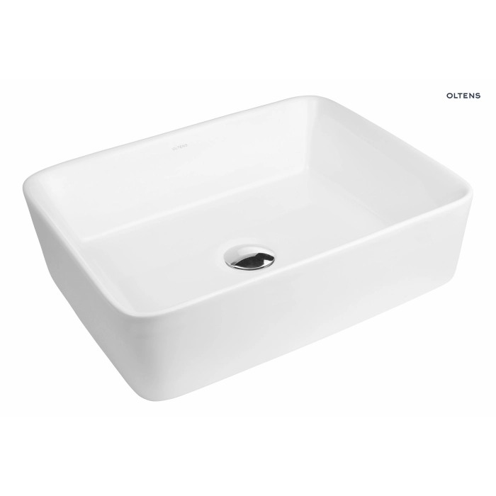 Oltens Forde umywalka 48x37 cm nablatowa prostokątna z powłoką SmartClean biała 40814000