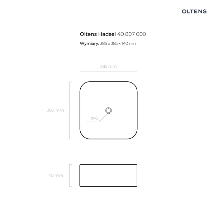 Oltens Hadsel umywalka 50x40 cm nablatowa z powłoką SmartClean biała 40808000