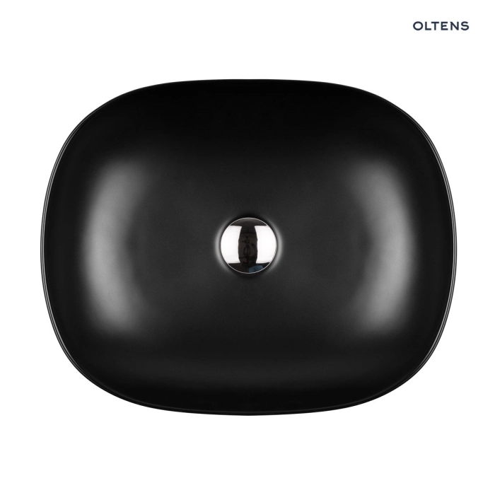 Oltens Hamnes umywalka 46,5x37,5 cm nablatowa owalna czarny mat 40301300