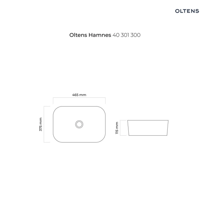 Oltens Hamnes umywalka 46,5x37,5 cm nablatowa owalna czarny mat 40301300