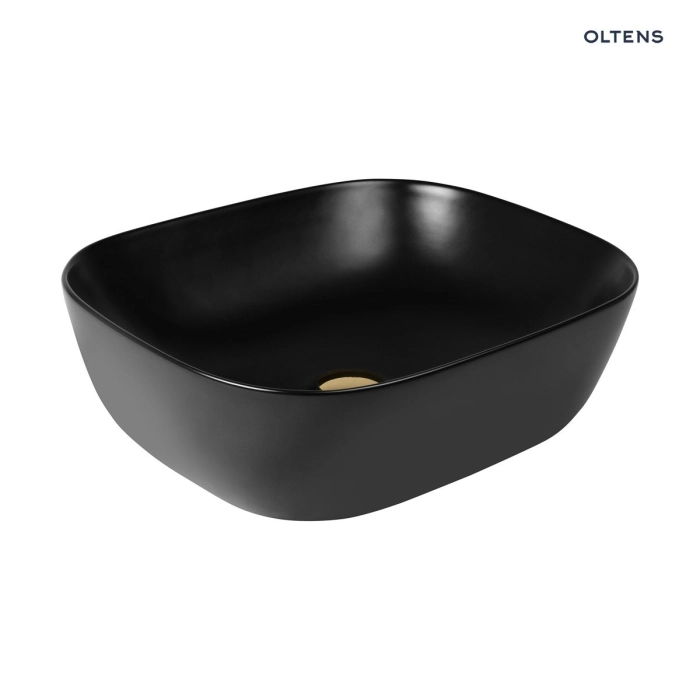 Oltens Hamnes umywalka 46,5x37,5 cm nablatowa owalna czarny mat 40301300