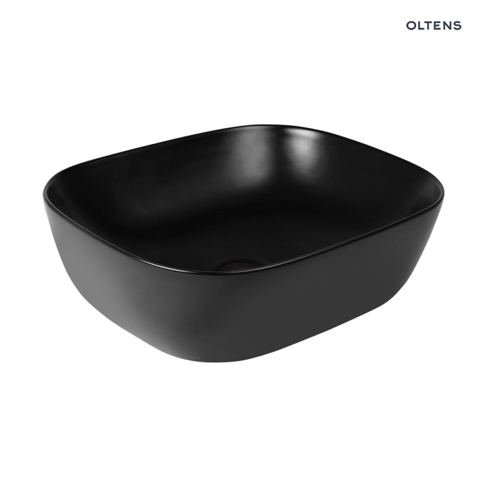 Oltens Hamnes umywalka 46,5x37,5 cm nablatowa owalna czarny mat 40301300