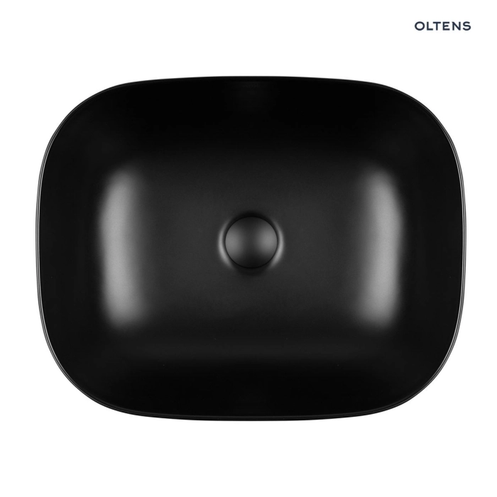Oltens Hamnes umywalka 46,5x37,5 cm nablatowa owalna czarny mat 40301300