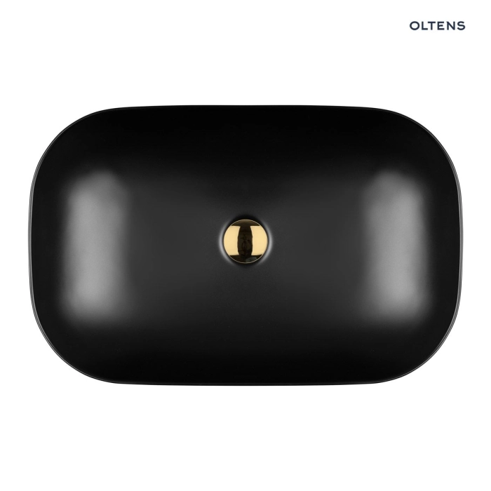 Oltens Hamnes umywalka 61x40 cm nablatowa owalna czarny mat 40302300