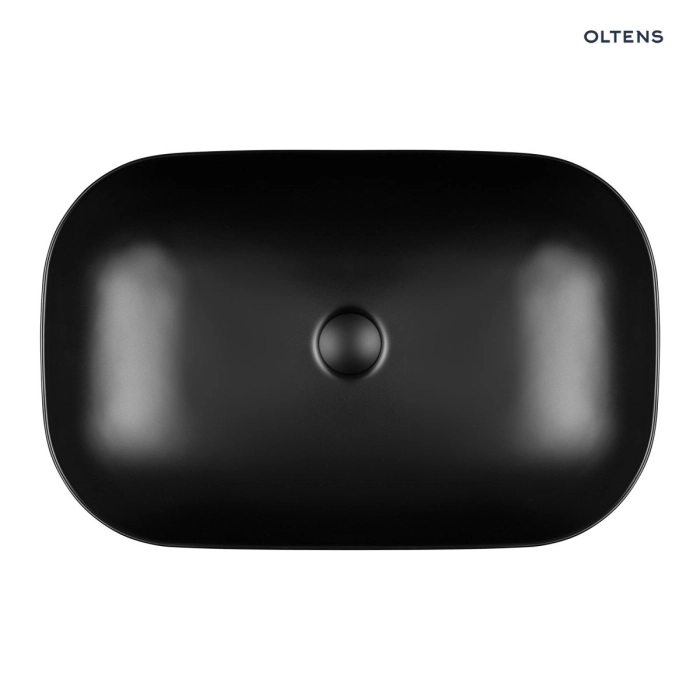 Oltens Hamnes umywalka 61x40 cm nablatowa owalna czarny mat 40302300