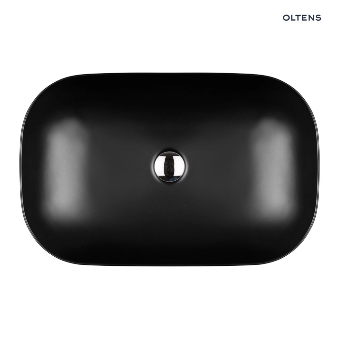 Oltens Hamnes umywalka 61x40 cm nablatowa owalna czarny mat 40302300