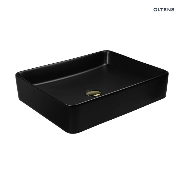 Oltens Forde umywalka 51x40,5 cm nablatowa prostokątna czarny mat 40303300