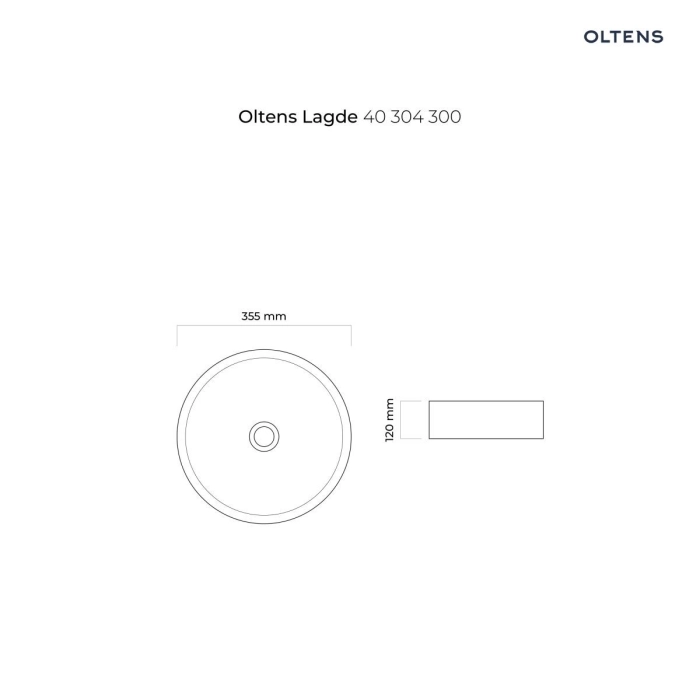 Oltens Lagde umywalka 35,5 cm nablatowa okrągła czarny mat 40304300