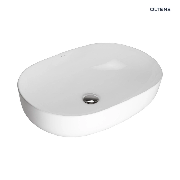 Oltens Hamnes Thin umywalka 60,5x41,5 cm nablatowa owalna biała 40320000