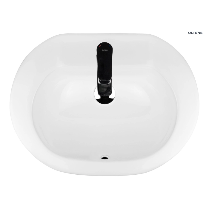 Oltens Mana umywalka 46x38 cm podblatowa owalna z powłoką SmartClean biała 40600000