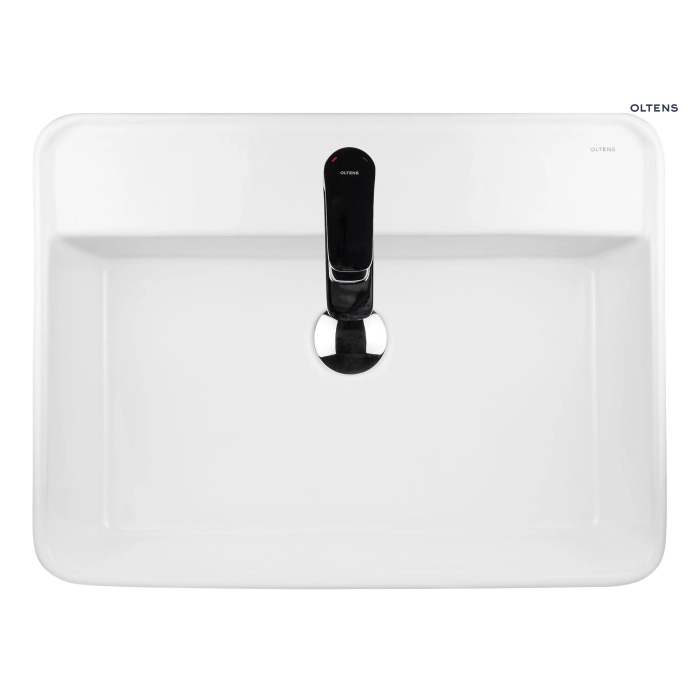 Oltens Lom umywalka 55x34 cm nablatowa owalna z powłoką SmartClean biała 40811000