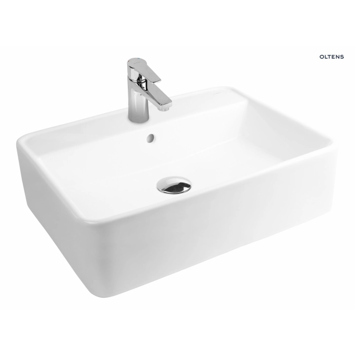 Oltens Duve umywalka 58x43,5 cm nablatowa prostokątna biała 41312000