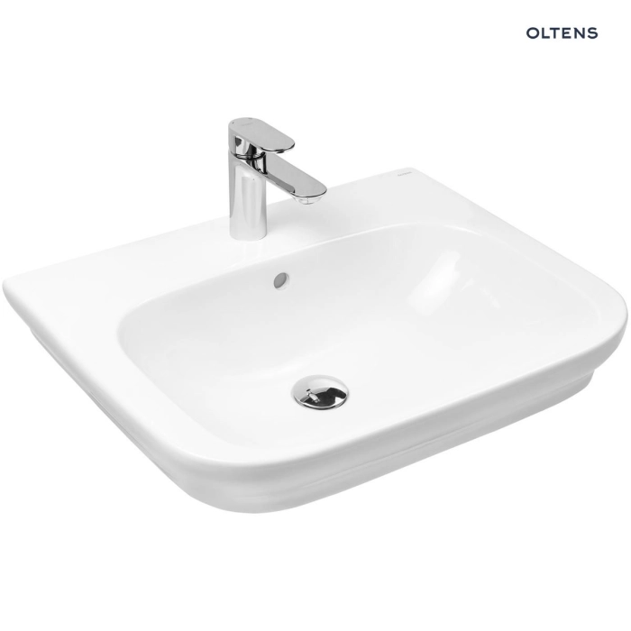 Oltens Gulfoss umywalka 60x46 cm nablatowa częściowo wpuszczana z powłoką SmartClean biała 41901000