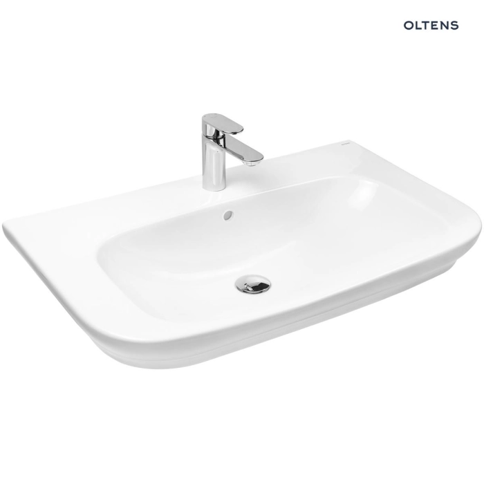 Oltens Gulfoss umywalka 80x46 cm nablatowa częściowo wpuszczana biała 41402000
