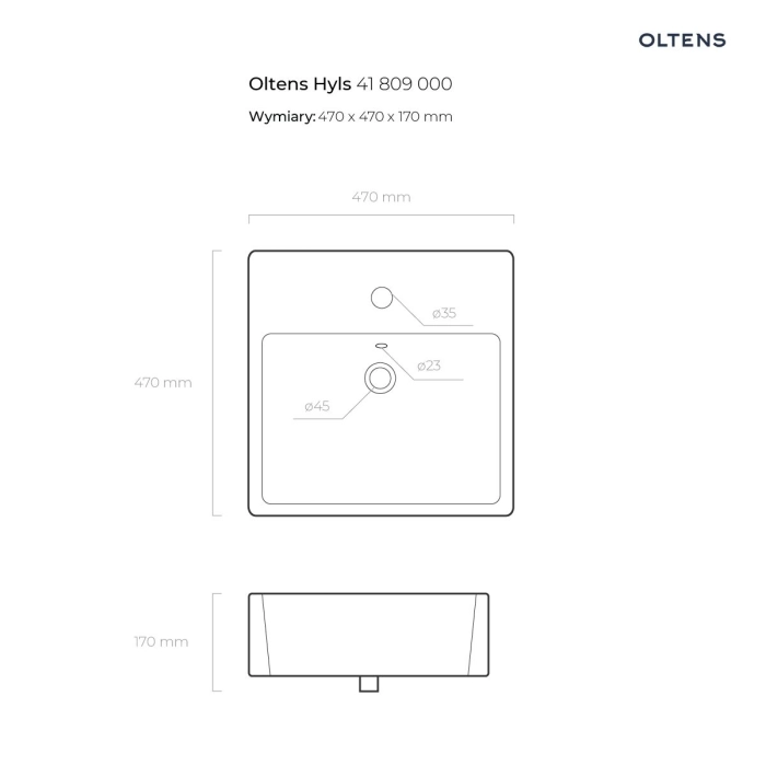 Oltens Hyls umywalka 58,5x44 cm nablatowa prostokątna z powłoką SmartClean biała 41810000