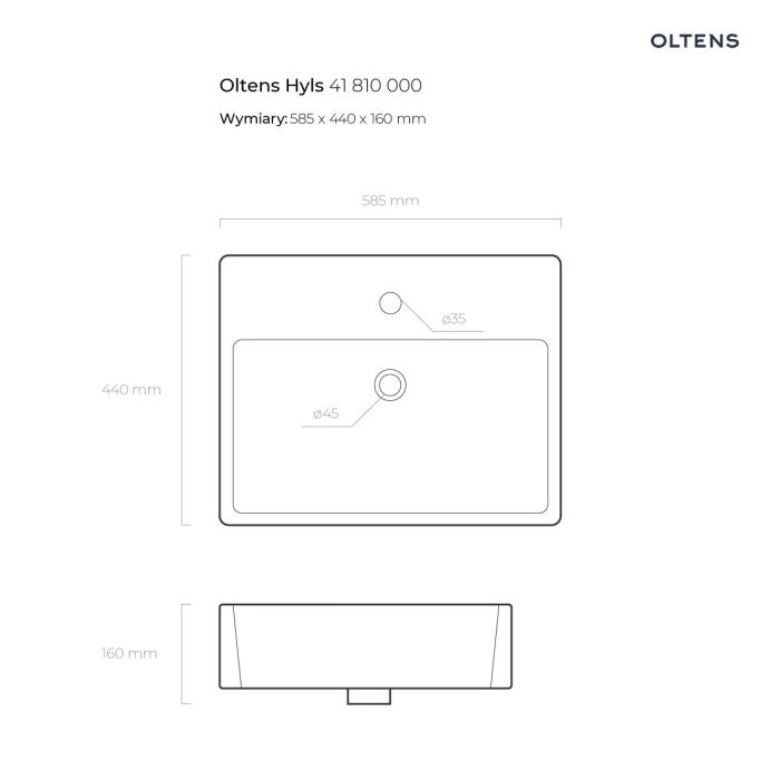 Oltens Sogne umywalka 63x42 cm nablatowa owalna z powłoką SmartClean biała 40810000
