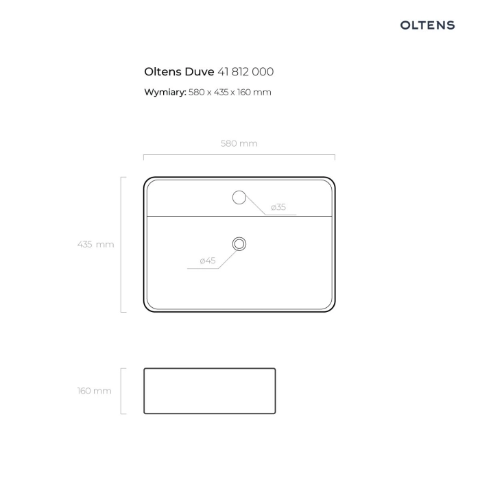 Oltens Lom umywalka 55x34 cm nablatowa owalna z powłoką SmartClean biała 40811000