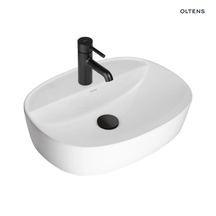 Oltens Hamnes Thin umywalka 51x39 cm nablatowa owalna z powłoką SmartClean biała 41813000