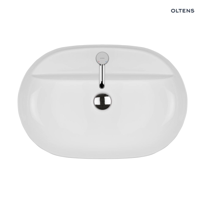 Oltens Hamnes Thin umywalka 62x42 cm nablatowa owalna z powłoką SmartClean biała 41814000