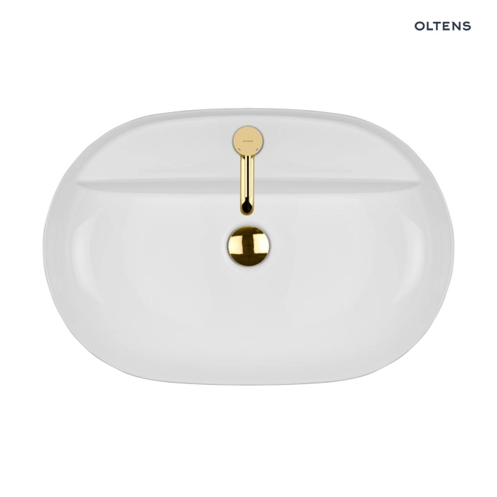 Oltens Hamnes Thin umywalka 62x42 cm nablatowa owalna z powłoką SmartClean biała 41814000